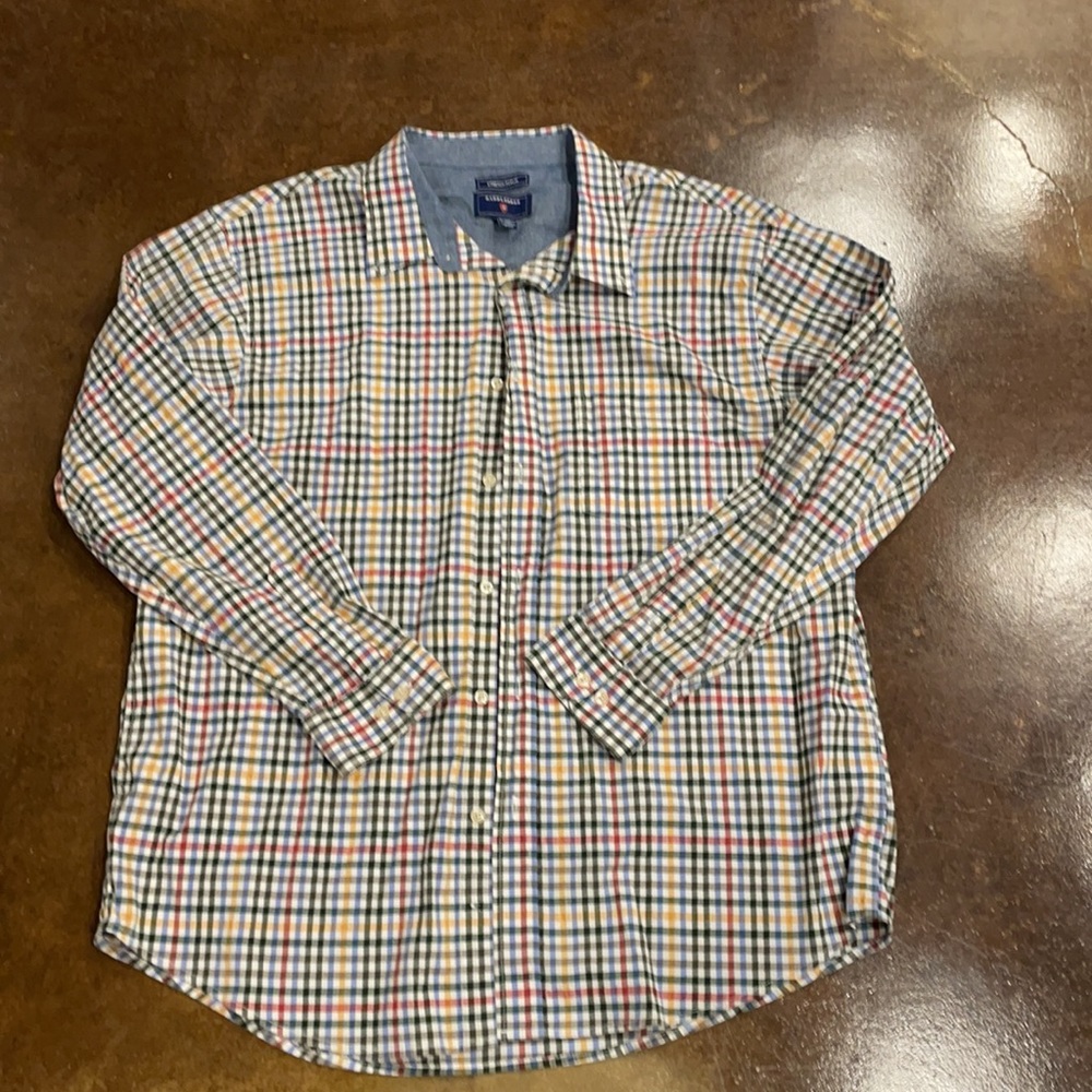 Saddlebred multi color/plaid poplin stretchy button down